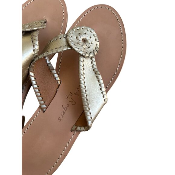 JACK ROGERS Gold Leather Flip Flop Sandals Size 9.5 - Picture 7 of 8